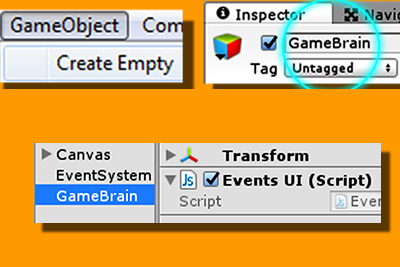 Unity-Create-GameBrain-And-Add-EventsUI-Script
